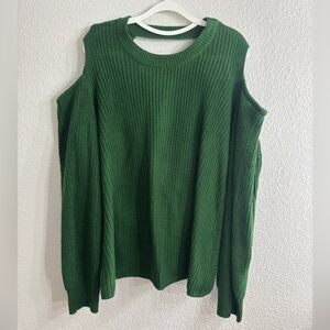 Ashley Stewart Green Women's Cold Shoulder Knit Sweater 2X